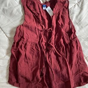Old Navy Women's Sleeveless Tie-Front Ruffled Tunic - maroon